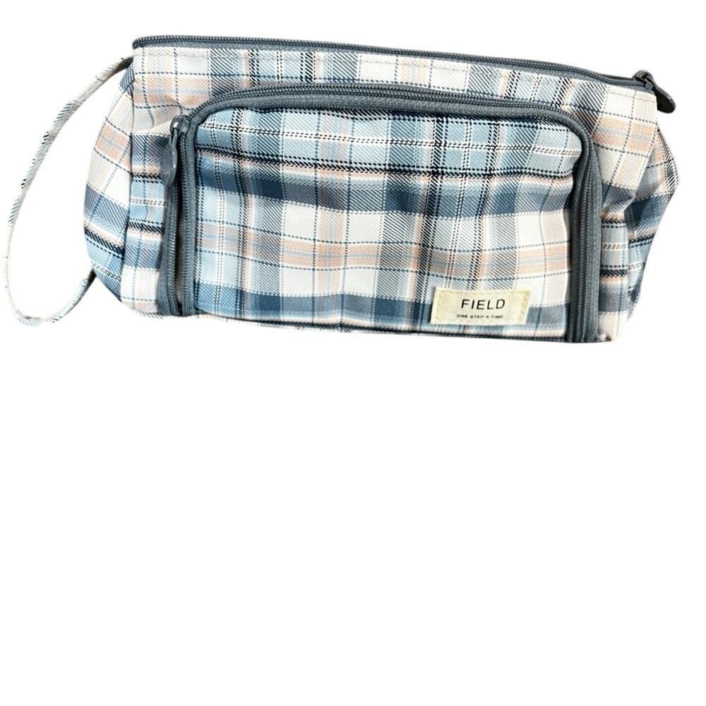 Angoo Small Blue Plaid Make Up Pencil Bag, Women's Small